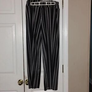 Ashley Blue black white striped wide leg pants Sz XL